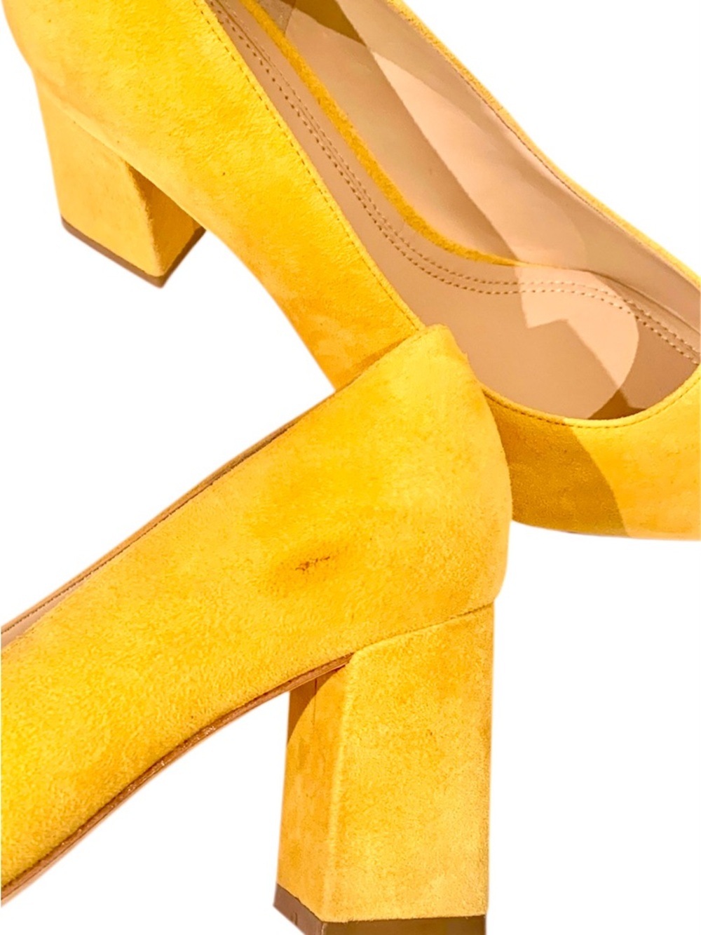 Marc Fisher LTD Zala Yellow Leather Suede Block Heel Pumps - Picture 7 of 9